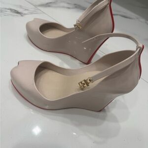 Melissa Nude and Red Wedge Shoes